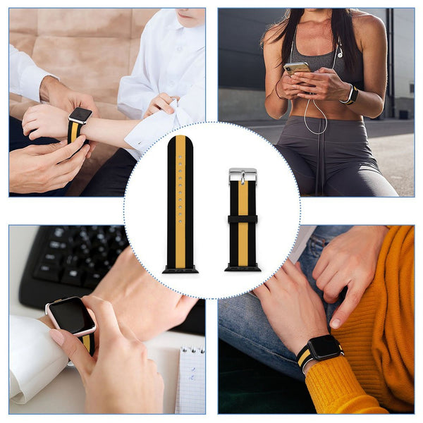 Black and Gold Silicone Apple Watch Band