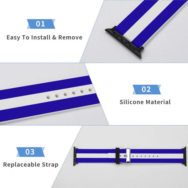 Blue & White Silicone Apple Watch Band