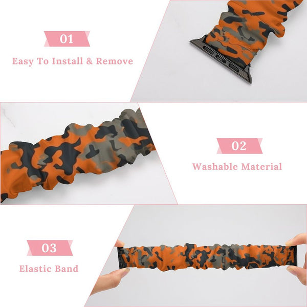 Orange Camo Scrunchie Apple Watch Band