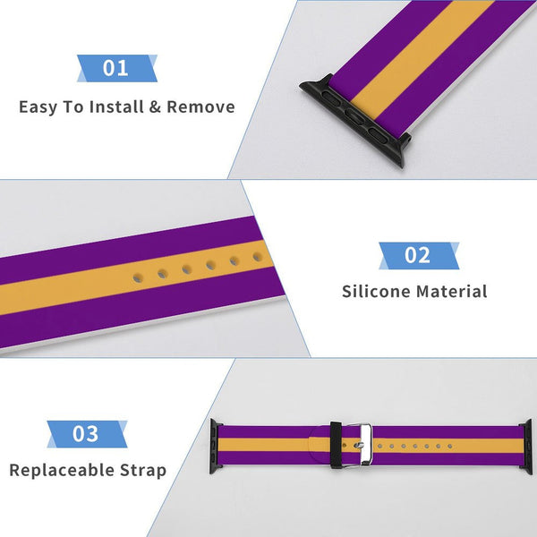 Purple and Gold Silicone Apple Watch Band