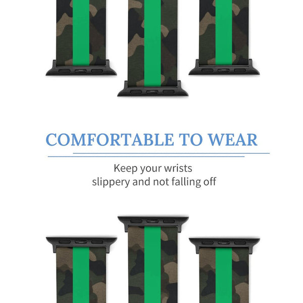 Camo with Green Stripe Silicone Apple Watch Band