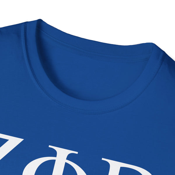 ZΦB Sorority Unisex Softstyle T-Shirt, Greek Life Apparel, Sorority Gift, Casual Wear, College Spirit Wear, Blue Sorority Tee