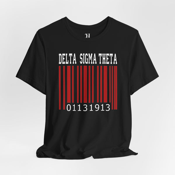 Delta Sigma Theta Barcode Unisex Jersey Short Sleeve T-Shirt, Sorority, 1913