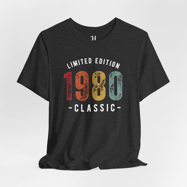 Limited Edition 1980 Classic Unisex Jersey Short Sleeve T-Shirt, Traveling Shirt, Coffee Run Shirt, Birthday Shirt, Vintage Birthday Shirt