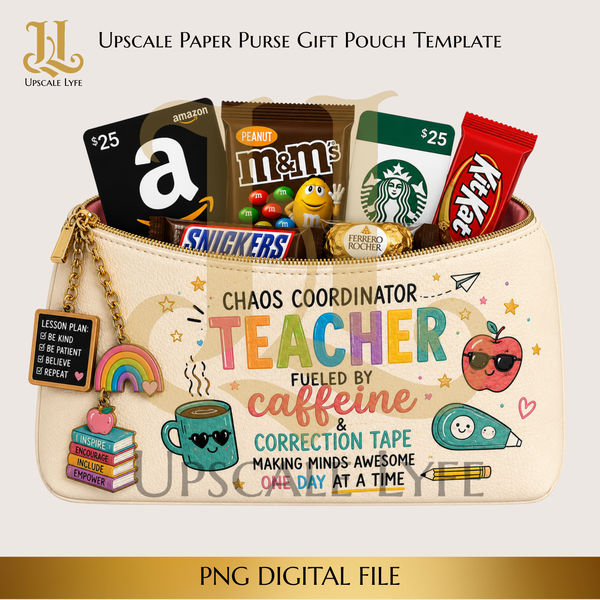 Teacher Paper Purse Template Digital Download PNG Instant Digital Only File