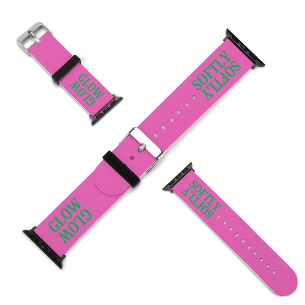 Pink & Green Glow Softly Silicone Apple Watch Band