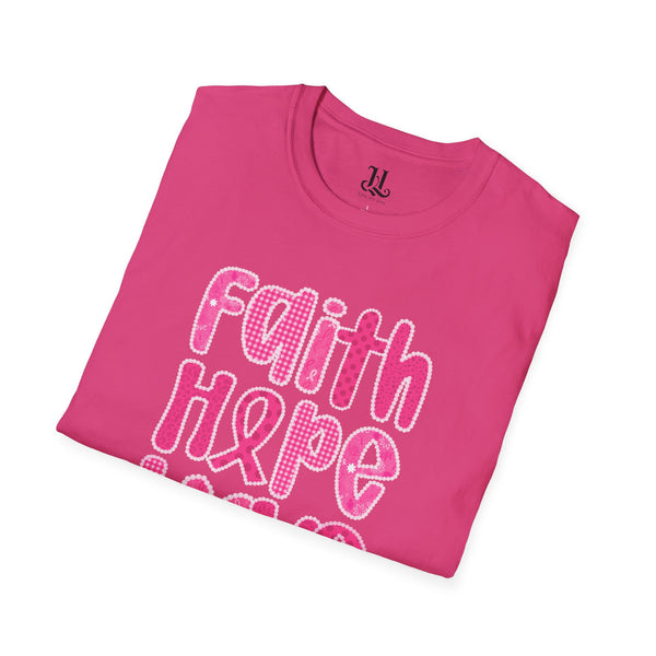 Faith, Hope, Love Unisex Inspirational T-Shirt, Gift for Cancer Awareness, Supportive Apparel, Positive Message Tee
