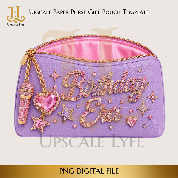 Birthday Era Paper Purse Template Digital Download PNG Instant Digital Only File