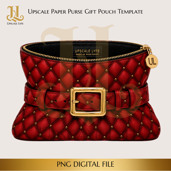 Red Quilt Paper Purse Template Digital Download PNG Instant Digital Only File