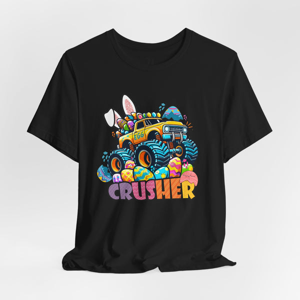 Egg Crusher Colorful Monster Truck T-Shirt, Fun Easter Tee, Family Gathering Gift, Children's Party Outfit, Seasonal Apparel