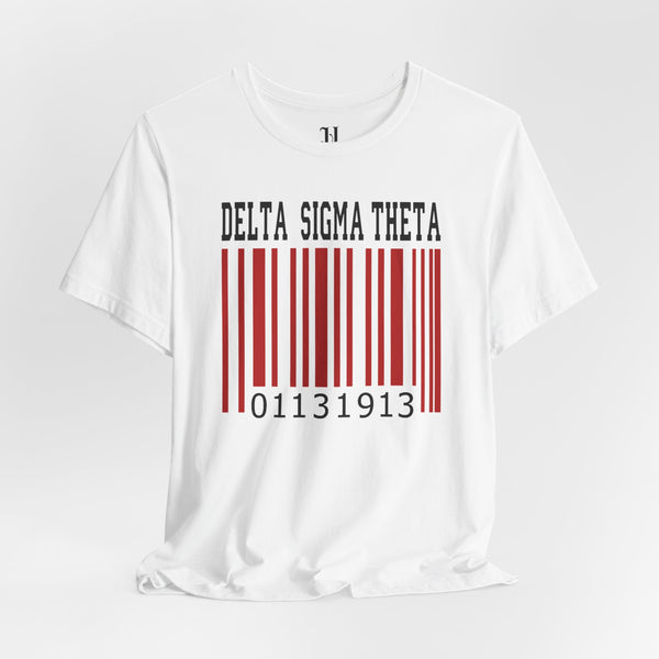 Delta Sigma Theta Barcode Unisex Jersey Short Sleeve T-Shirt, Sorority, 1913
