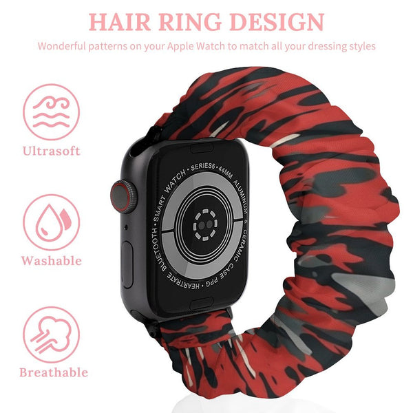 Red Camo Scrunchie Apple Watch Band
