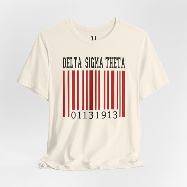 Delta Sigma Theta Barcode Unisex Jersey Short Sleeve T-Shirt, Sorority, 1913