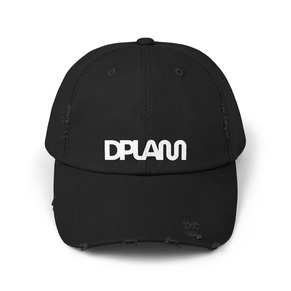 Trendy Unisex Distressed Cap with DPLAM Text – Casual Headwear, Gift for Him/Her, Summer Accessory, Fashion Statement, Everyday Style
