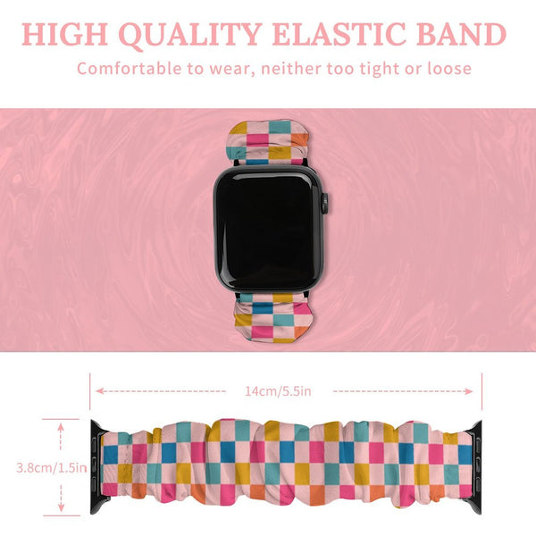 Multi-Colored Checkered Scrunchie Apple Watch Band