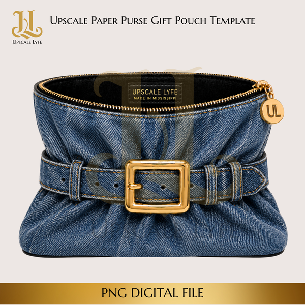 Blue Jean Paper Purse Template Digital Download PNG Instant Digital Only File