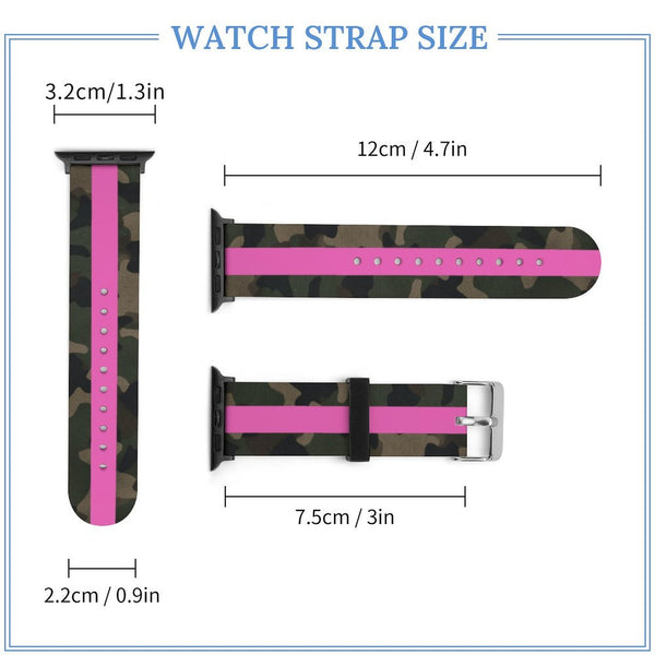 Camo with Hot Pink Stripe Silicone Apple Watch Band