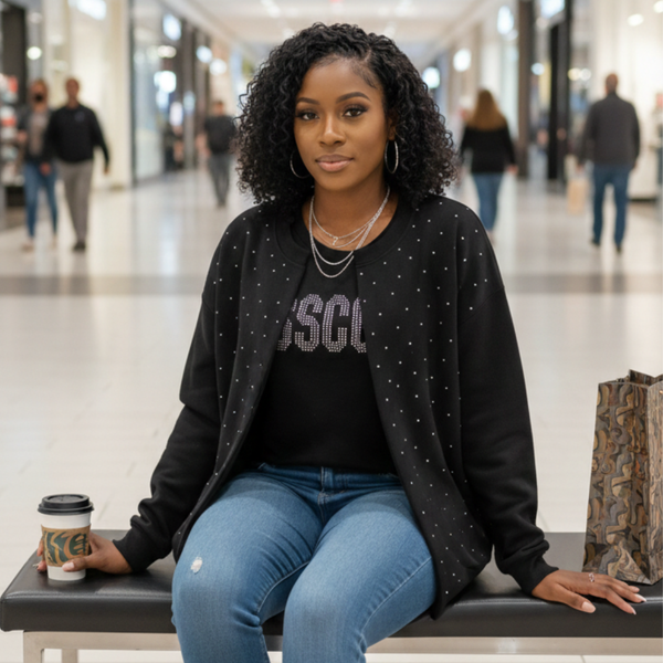 Rhinestone Sweatshirt Jacket