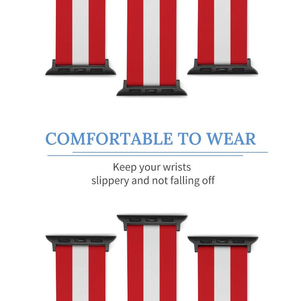 Red and White Silicone Apple Watch Band