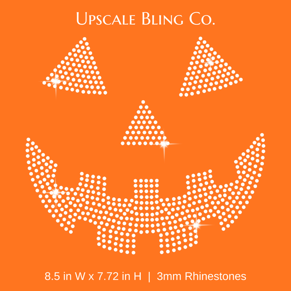 Halloween Pumpkin, Jack-o-Lantern Ready-to-Press Rhinestone Bling Transfer