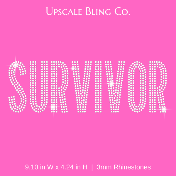 Survivor Breast Cancer Awareness Ready-to-Press Rhinestone Bling Transfer
