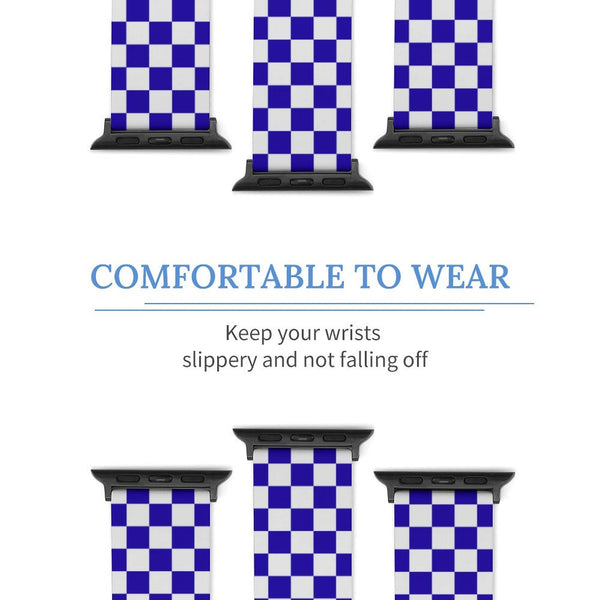 Blue & White Checkered Silicone Apple Watch Band