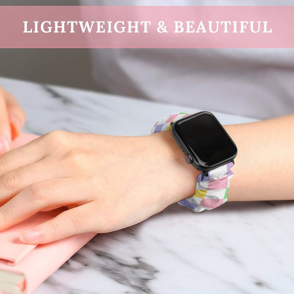 Multi-Colored Checkered Scrunchie Apple Watch Band
