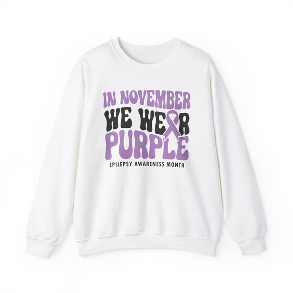 We Wear Purple in October Epilepsy Awareness Unisex Heavy Blend Crewneck Sweatshirt