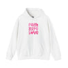 Faith Hope Love Hoodie | Unisex Heavy Blend Sweatshirt, Inspirational Gift, Breast Cancer Awareness, Cozy Everyday Wear
