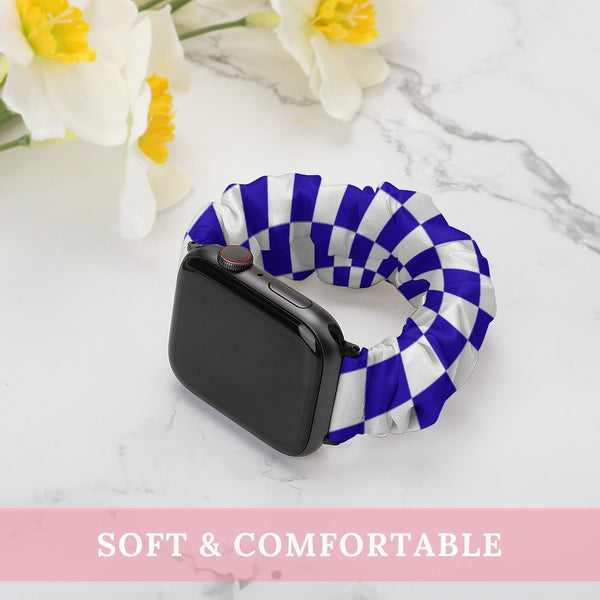 Blue & White Checkered Scrunchie Apple Watch Band