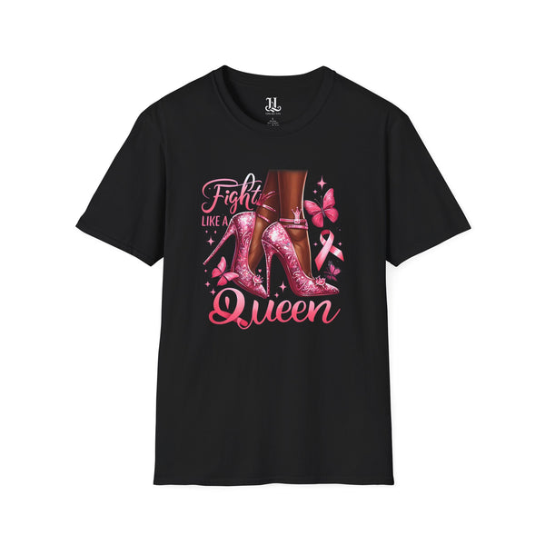 Fight Like A Queen, Sparkly High Heel Queen T-Shirt, Empowerment Tee, Fight Like a Queen Shirt, Gift for Her, Feminist Apparel, Pink High Heels Shirt