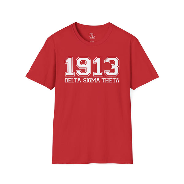 1913 DST Softstyle Jersey Short Sleeve T-Shirt, Delta Sigma Theta Sorority, 1913