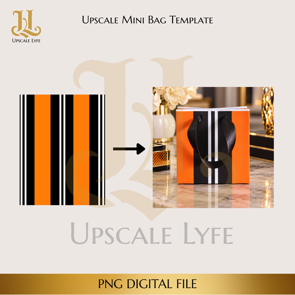 Orange Stripes Mini Gift Bag Printable Design | DIY Paper Gift Bag | Instant Download | Upscale Creations