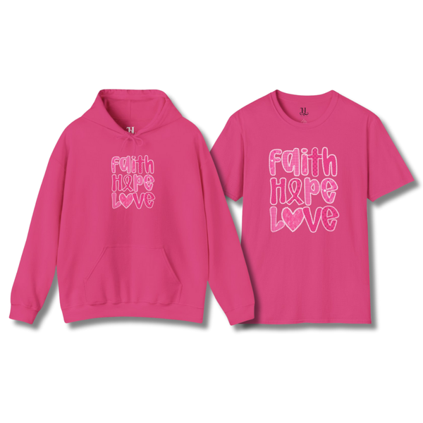 Faith Hope Love Breast Cancer Awareness Hoodie & Tee Luxe Set