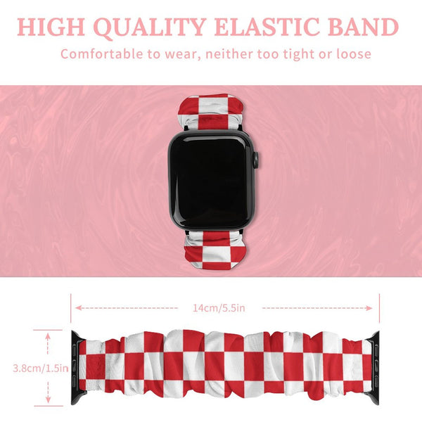 Red & White Checkered Scrunchie Apple Watch Band