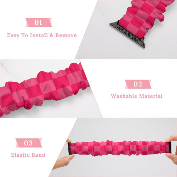 Pink Checkered Scrunchie Apple Watch Band