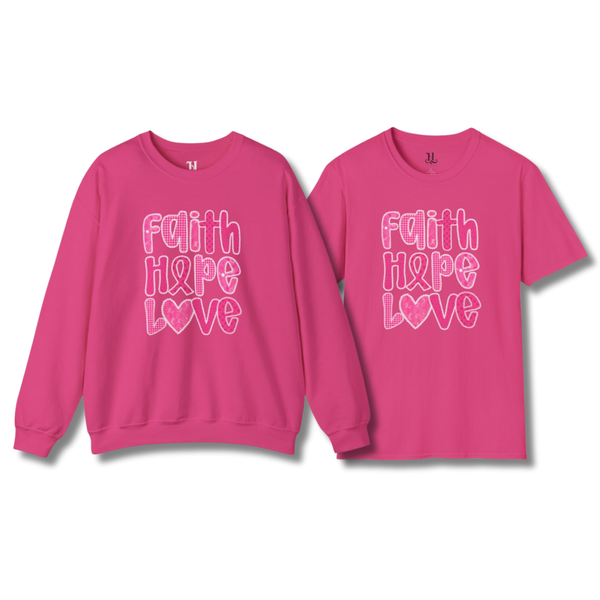Faith Hope Love Breast Cancer Awareness Sweatshirt & Tee Luxe Set