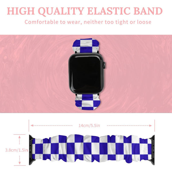 Blue & White Checkered Scrunchie Apple Watch Band