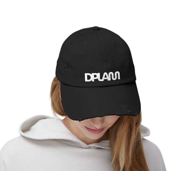 Trendy Unisex Distressed Cap with DPLAM Text – Casual Headwear, Gift for Him/Her, Summer Accessory, Fashion Statement, Everyday Style