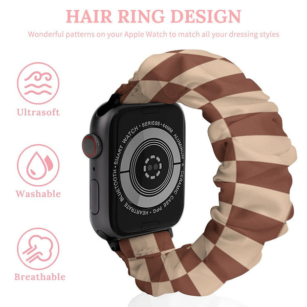 Brown Checkered Scrunchie Apple Watch Band