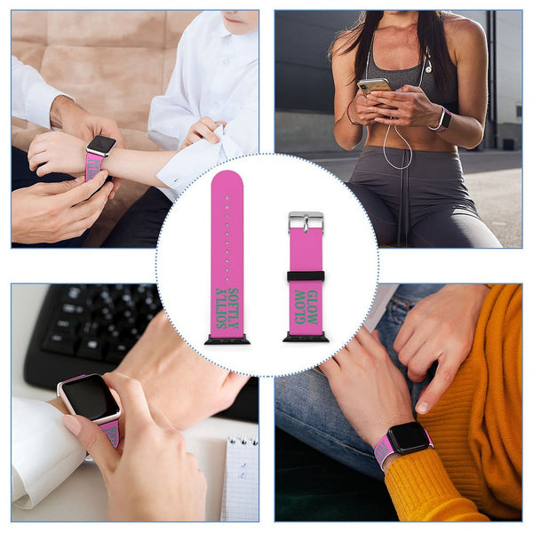 Pink & Green Glow Softly Silicone Apple Watch Band