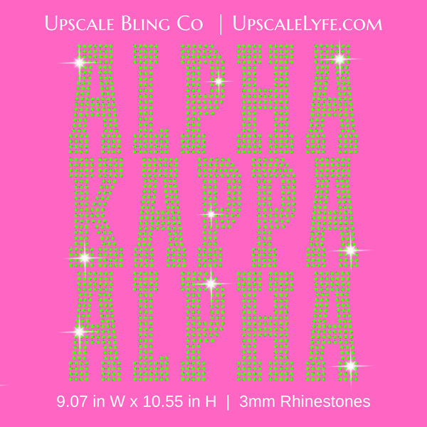 Alpha Kappa Alpha Ready-to-Press Rhinestone Bling Transfer