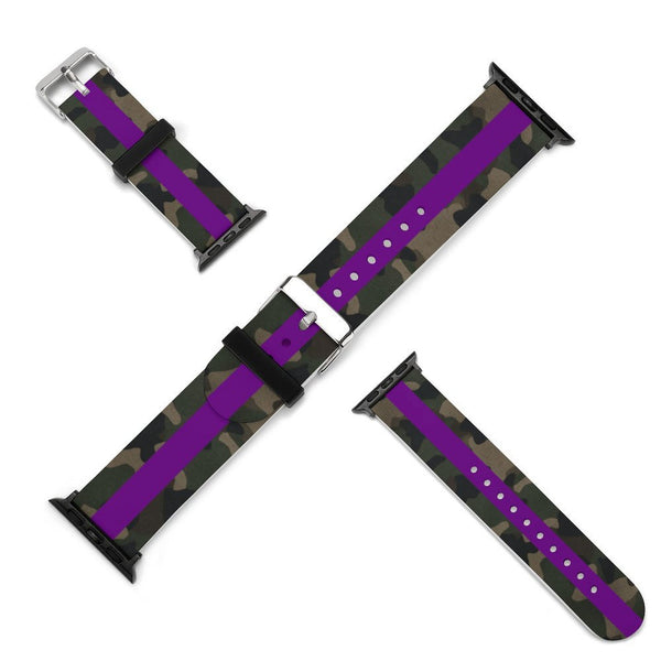 Camo with Purple Stripe Silicone Apple Watch Band