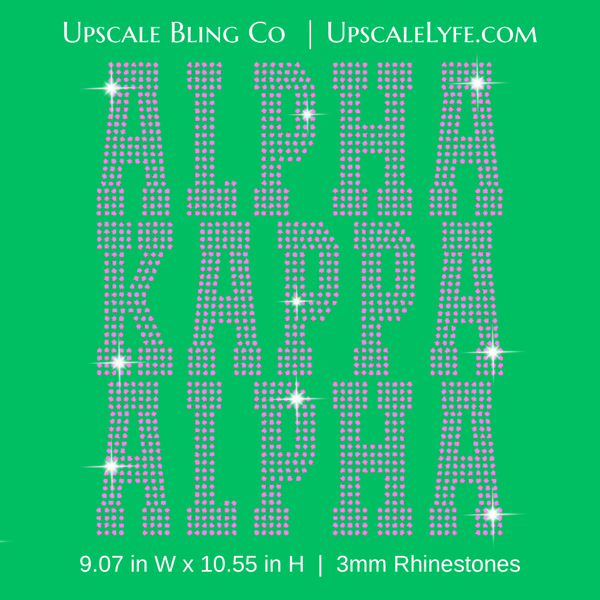 Alpha Kappa Alpha Ready-to-Press Rhinestone Bling Transfer