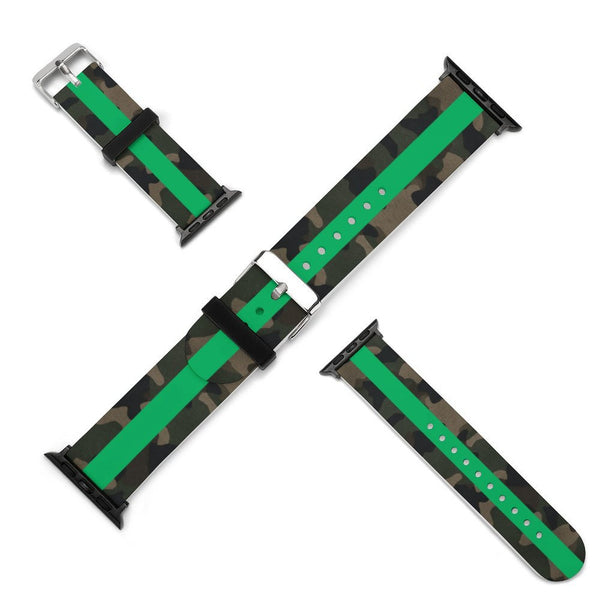 Camo with Green Stripe Silicone Apple Watch Band