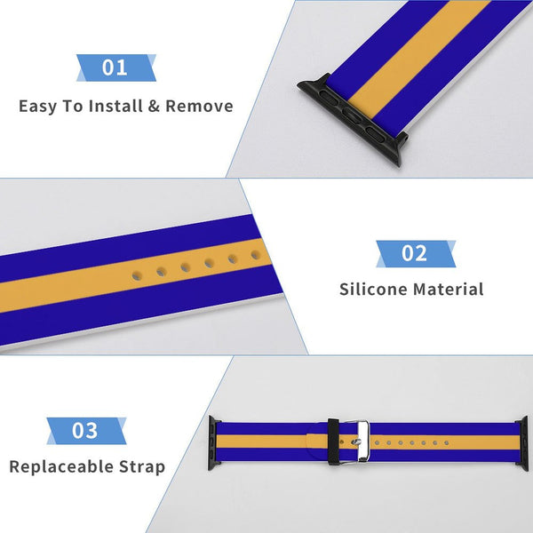 Blue and Gold Silicone Apple Watch Band