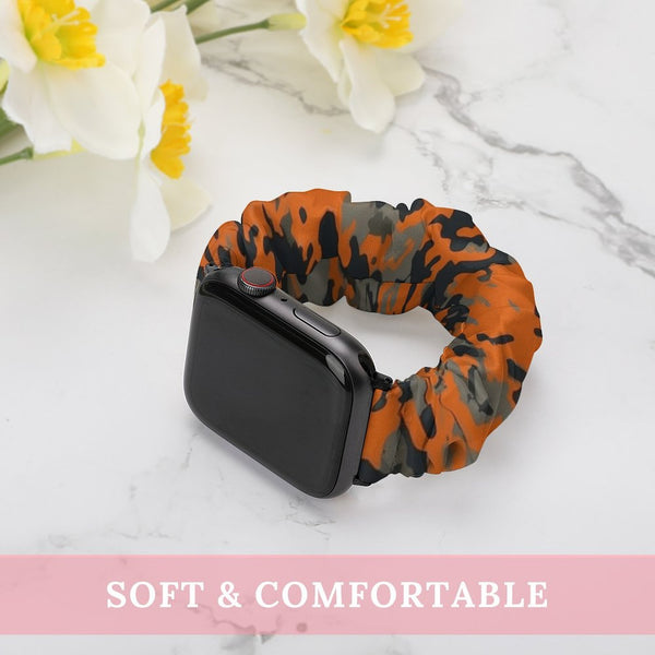Orange Camo Scrunchie Apple Watch Band