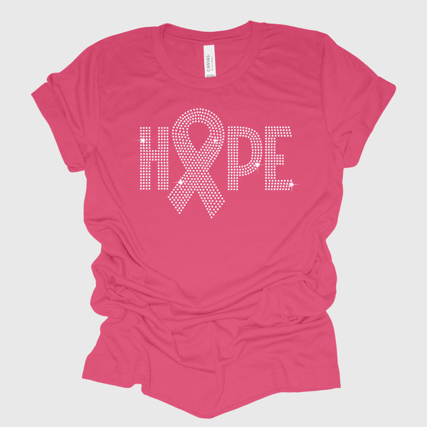 Hope Breast Cancer Awareness Rhinestone Bling T-Shirt