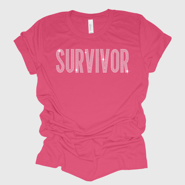 Survivor Breast Cancer Awareness Rhinestone Bling T-Shirt