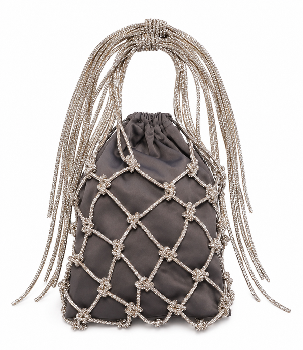 Upscale Glam Rhinestone Tote - Silver/Gray